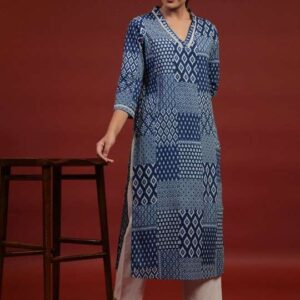 Women's Rayon Printed Straight Kurti With Pant Set